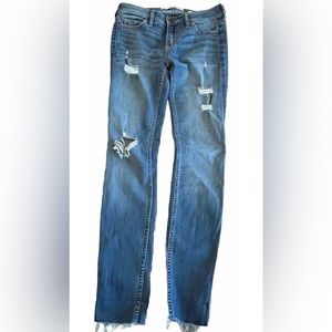 HOLLISTER Low Rise Super Skinny Ankle Distressed Faded Jeans Size 0S 24x28